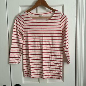 JCREW , RED WHITE STRIPED 3/4 LENGTH SHIRT , SIZE XXS, like new